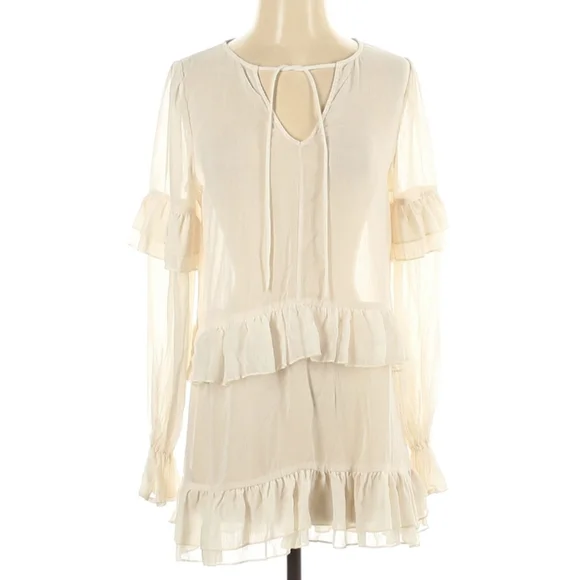 Tularosa Darla Ruffle Sheer Mini Dress Cloud Cream - Picture 4 of 9